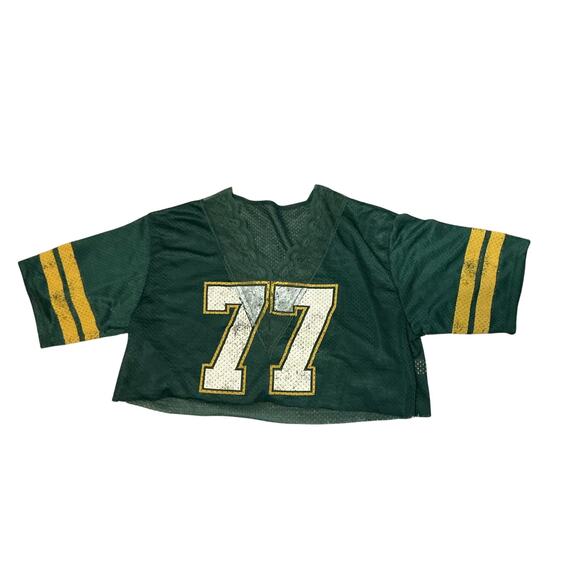 GREENBAY NFL #77 Football Ladies Vintage Look Cropped Mesh LaceV-neck Jersey M - Picture 1 of 9